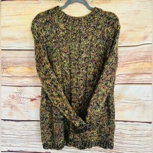 Cotton Traders Women’s Multicolor Marl Cable Knit Crew Neck Long Sleeve Sweater
